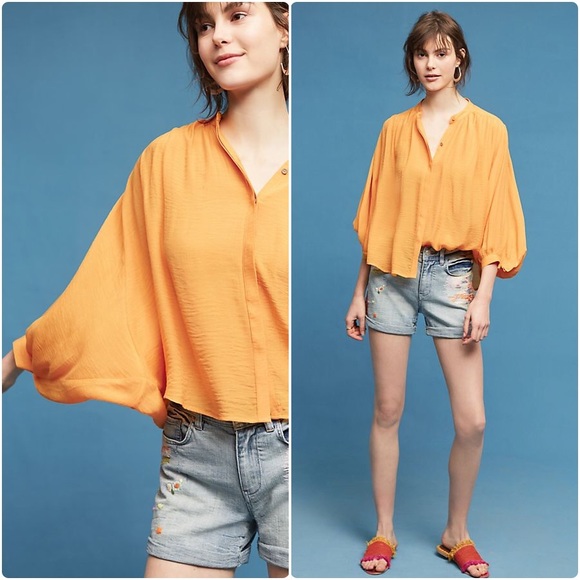 Anthropologie Tops - Anthropologie Brynna Buttondown Yellow Orange XS